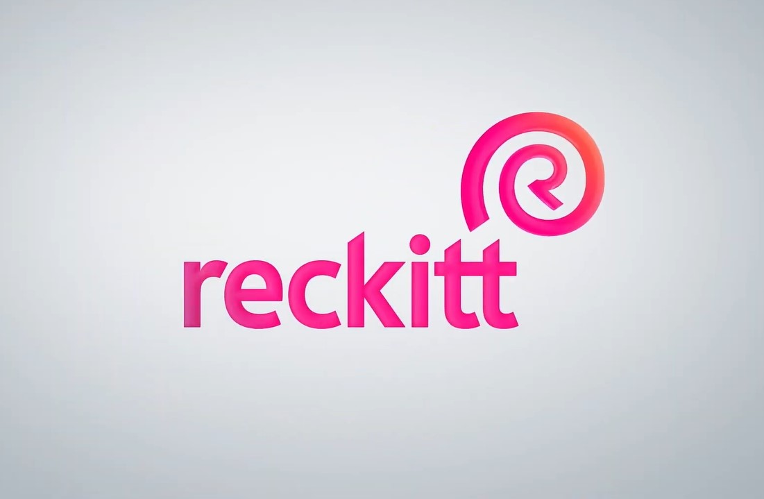 Reckitt logo on a grayish plain background