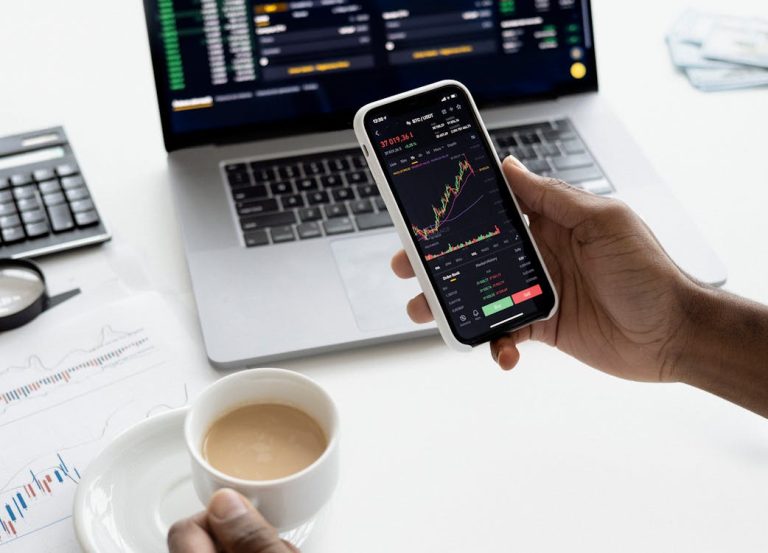 Person checking their investment and hybrid annuity