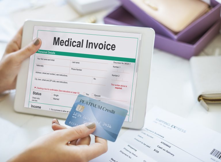 Medical Invoice Document Form Patient Concept symbolizing coinsurance costs