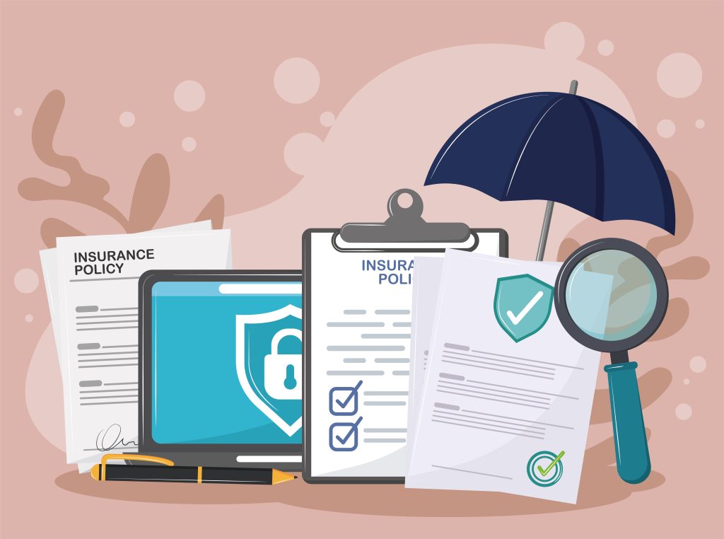 Vector art of principles of insurance, insurance policies, protection and safety
