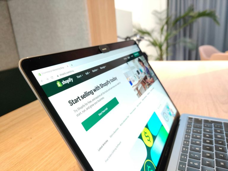 Shopify website homepage on a laptop for Shopify updates