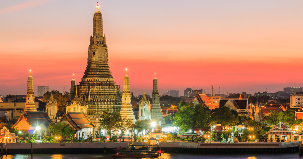 Wide shot of urban life in Thailand