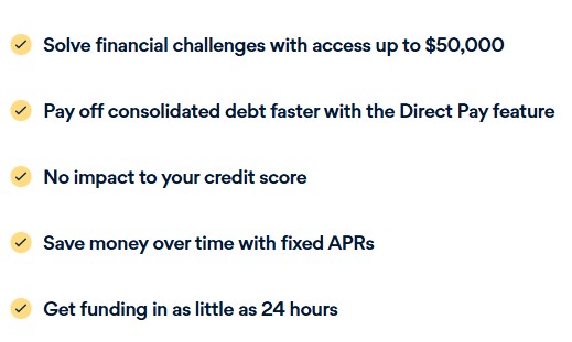 Screenshot of BE website page for debt consolidation features