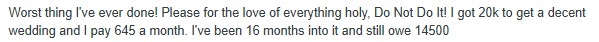 Screenshot of Best Egg loan negative review on Reddit