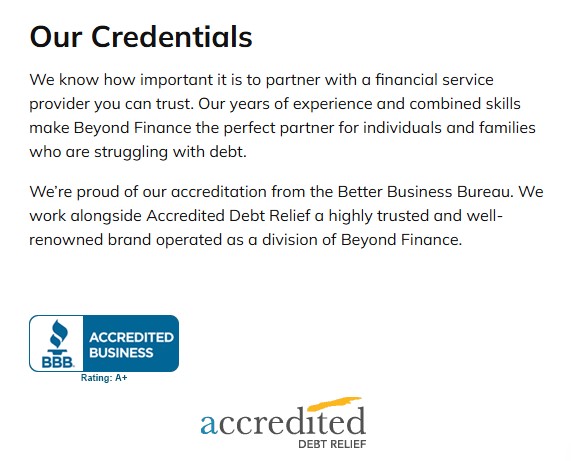 Beyond Finance's credentials