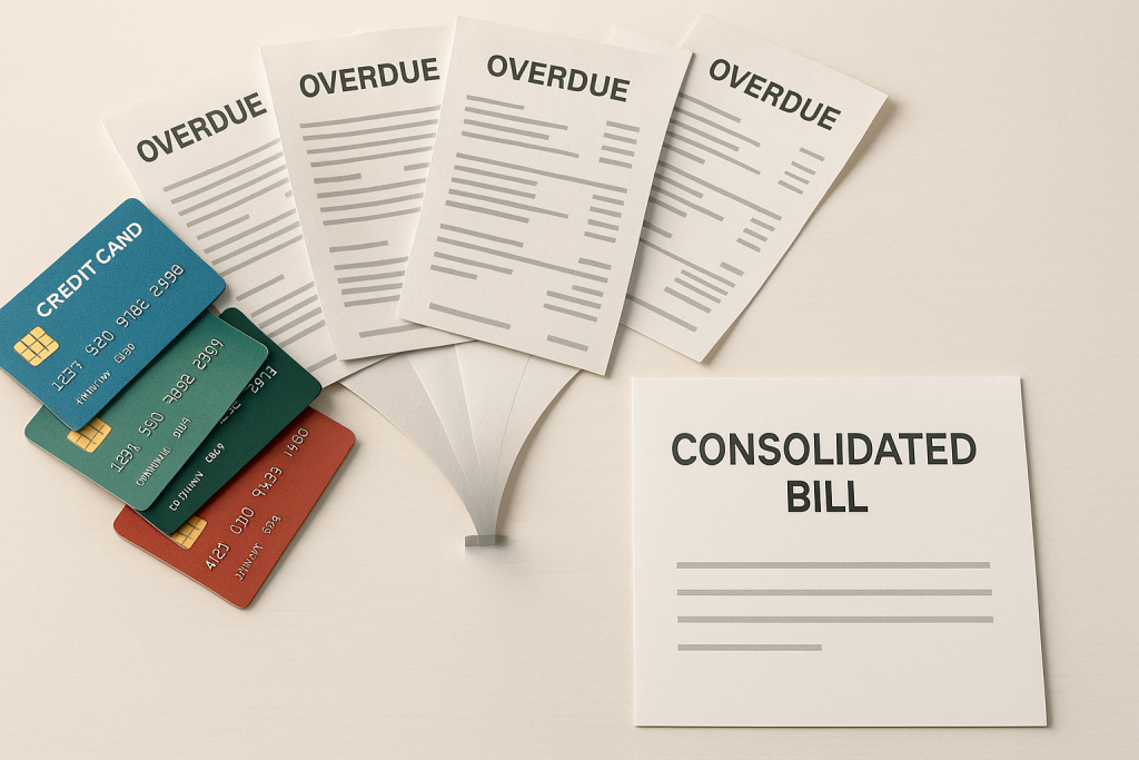 Debt consolidation graphic concept