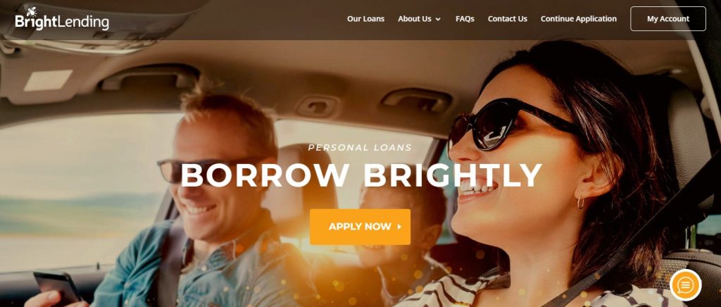 Screenshot of Bright Lending website homepage