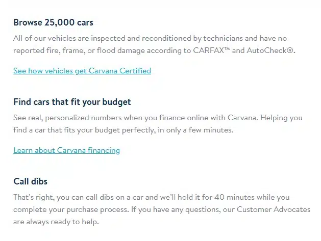 Screenshot of the buying process on Carvana for Carvana reviews