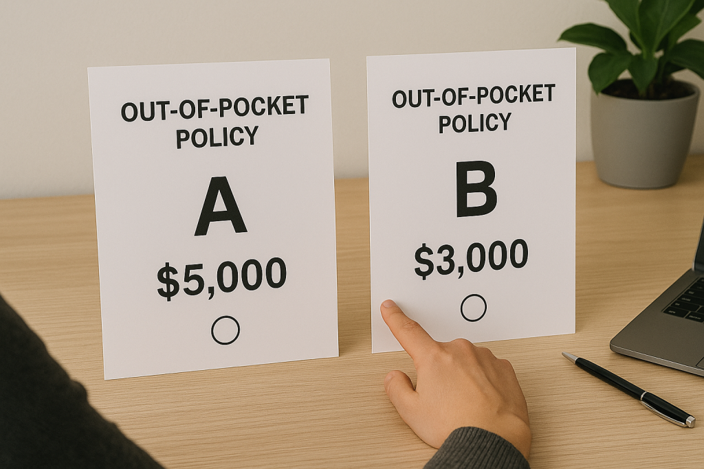 Choosing between out-of-pocket maximum policies