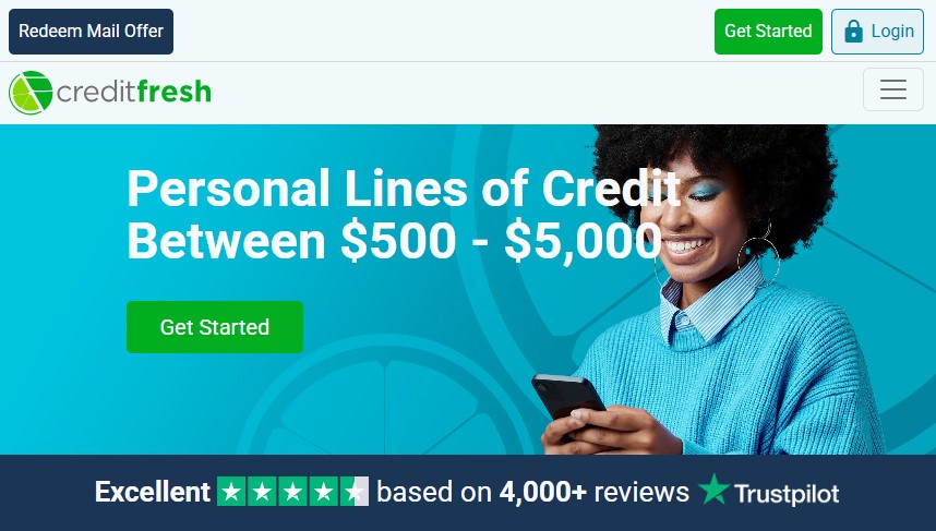 CreditFresh website homepage