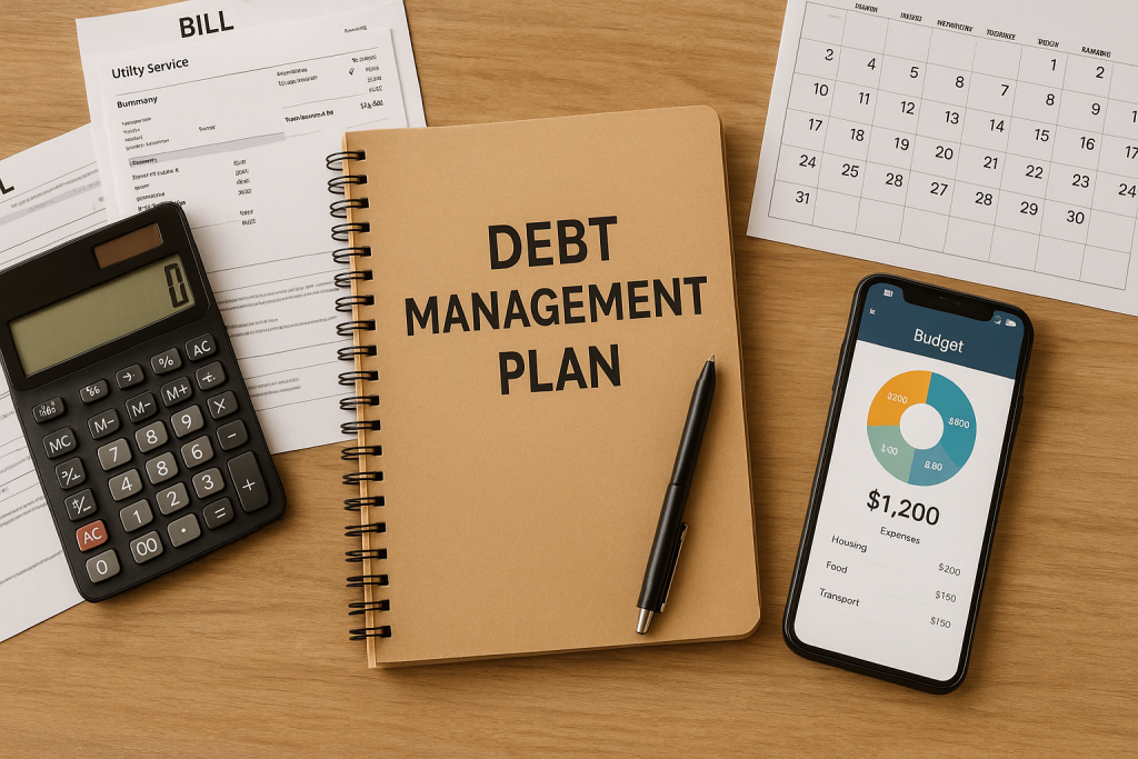 Debt management graphic concept