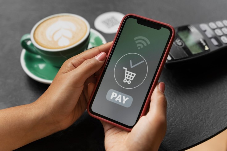 Portrait of cashless payment like ACH credit