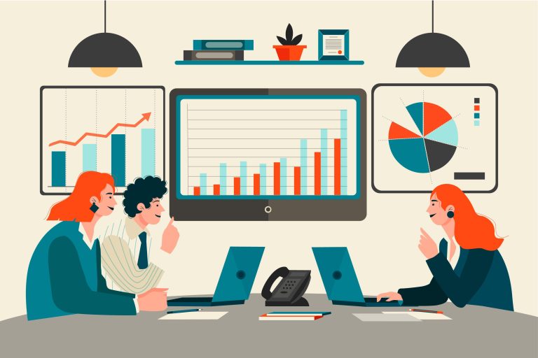 Illustration of business meeting about solvency