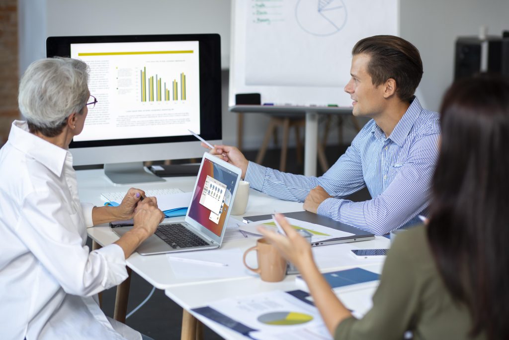 Business meeting about debt-to-equity ratio