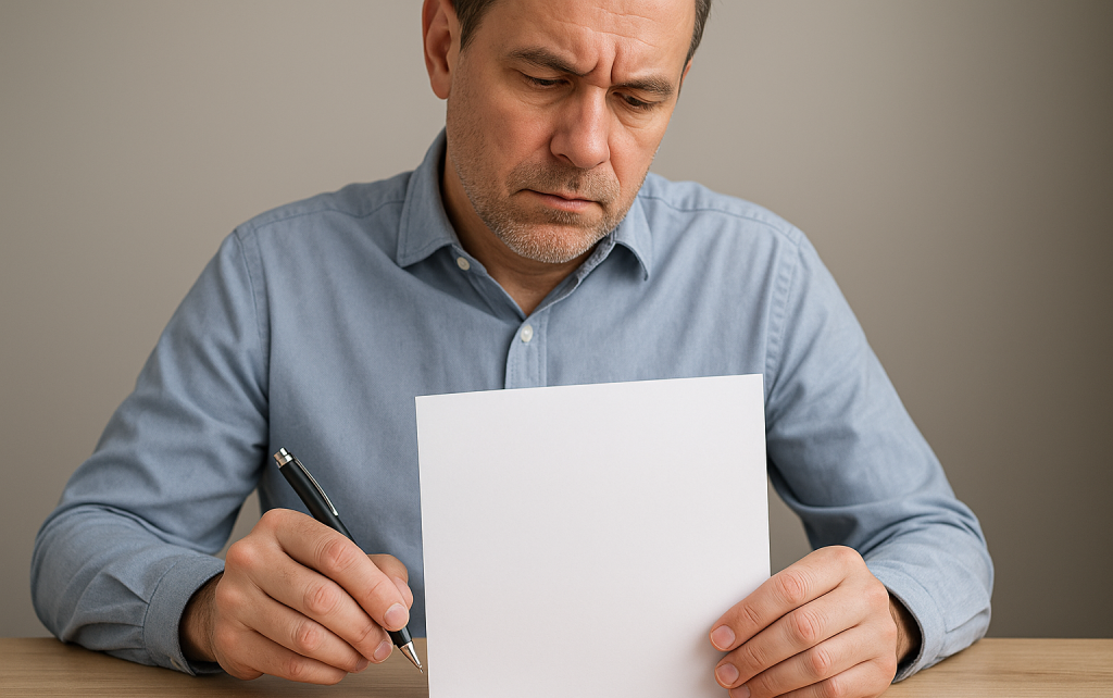 Man reviewing life insurance retirement plan