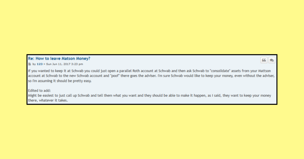 Screenshot of Blogleheads post about MM