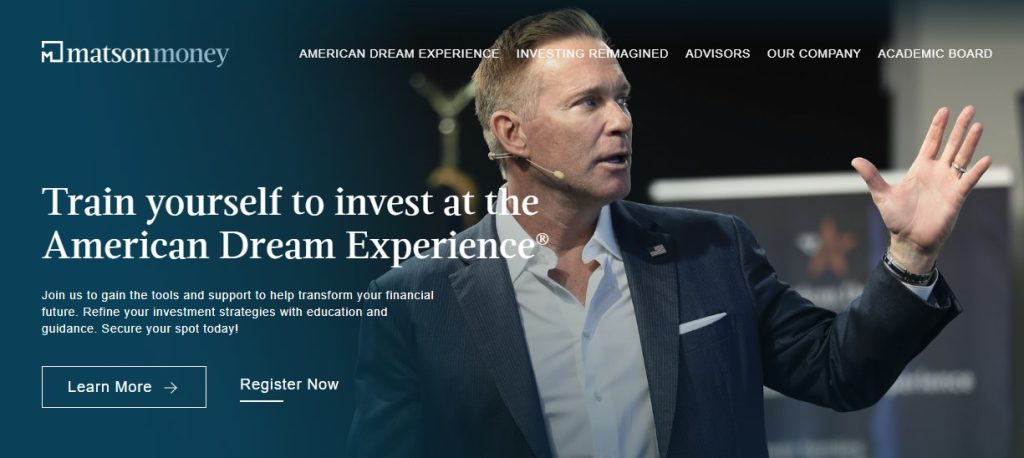 Screenshot of Matson Money website homepage