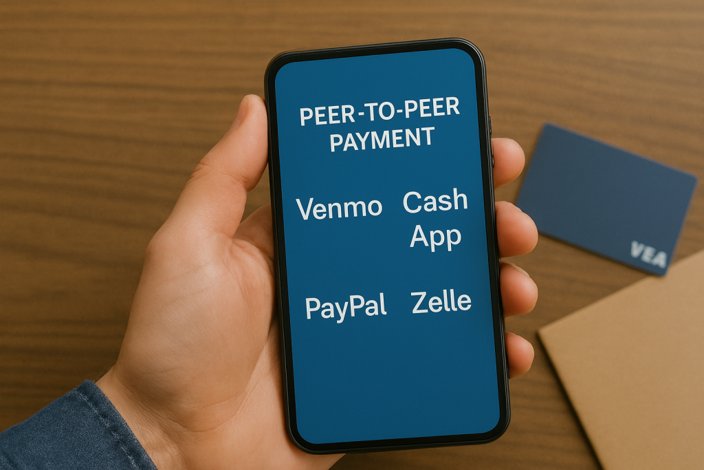 Peer-to-peer payment apps on a smartphone