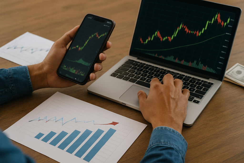 Person tracking their investments