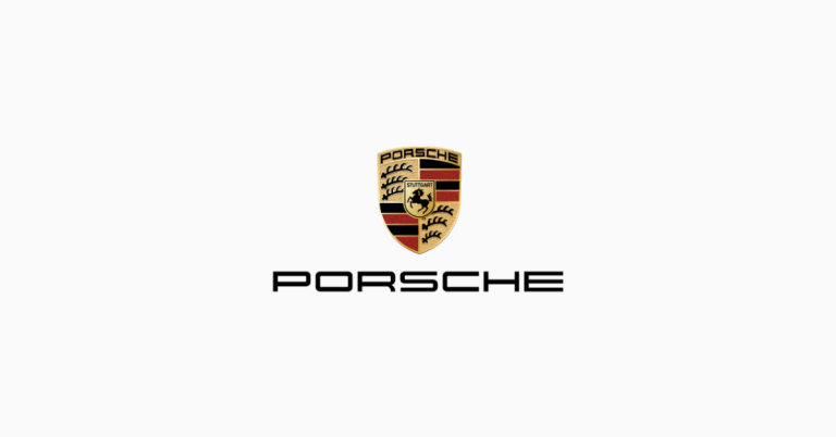 Porsche logo on a white background for Porsche news