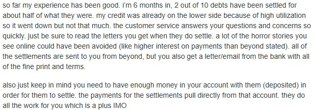 Screenshot of Reddit comment about Beyond Finance
