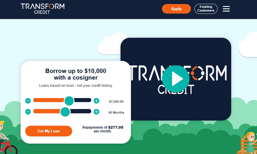 Transform Credit website homepage