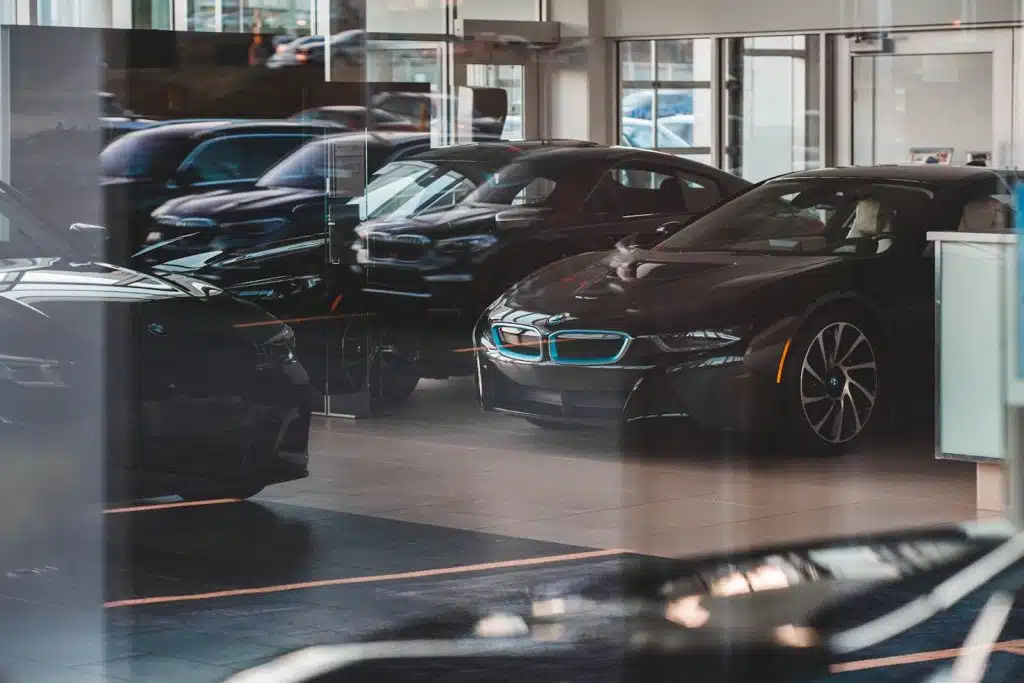 Black cars in a parking lot