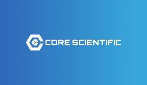 Core Scientific logo on a blue background
