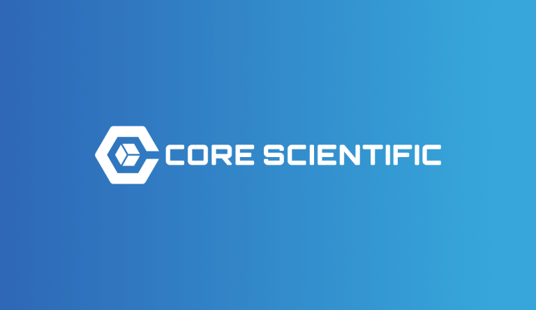 Core Scientific logo on a blue background