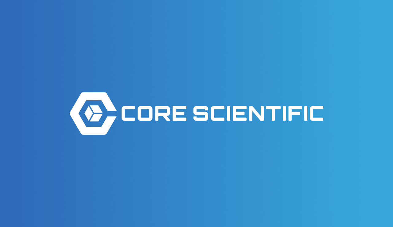 Core Scientific logo on a blue background