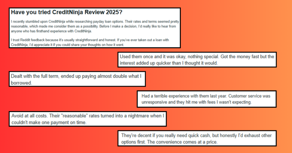Screenshot compilation of Reddit comments