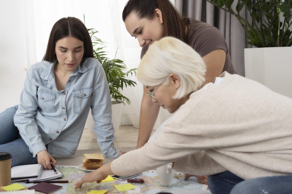 Women discussing while having a breakfast