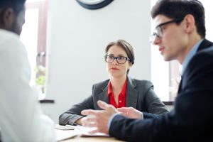 Person talking to an insurance company about indemnity bond