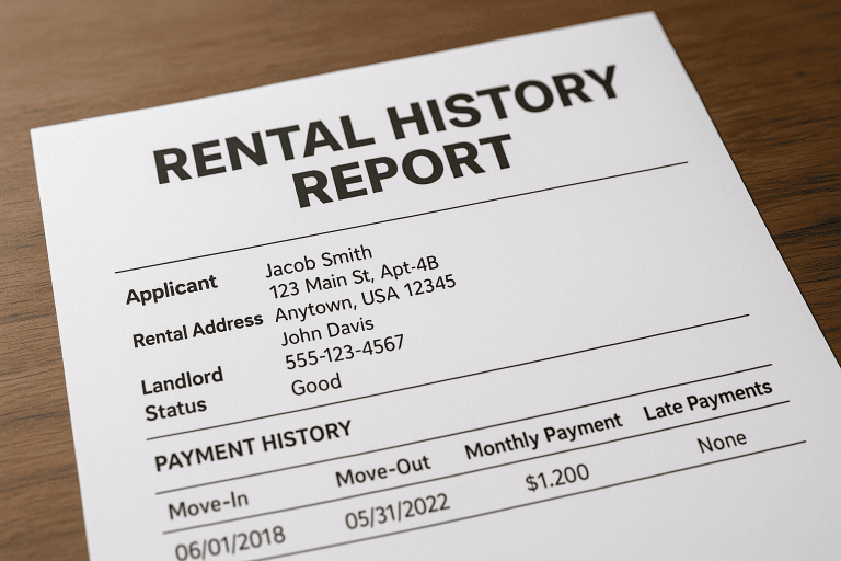 Concept illustration of a rental history report