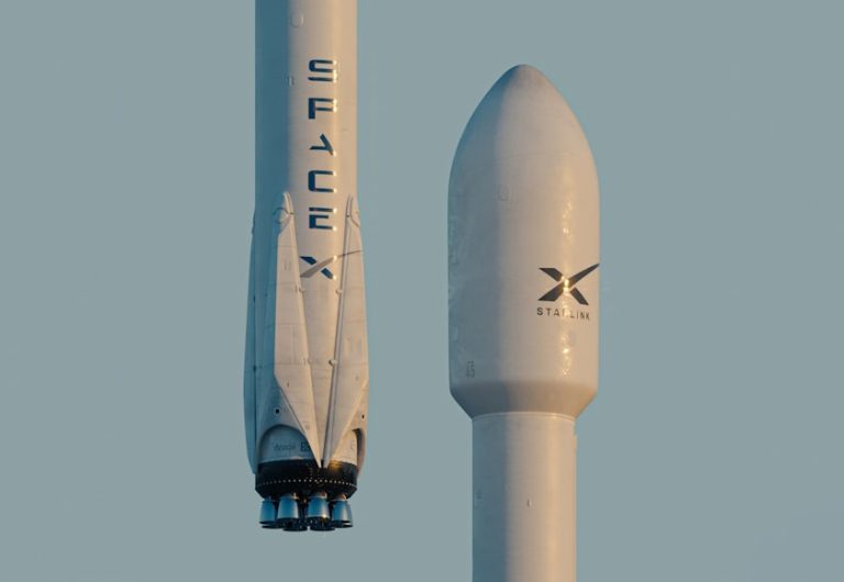 Rockets with SpaceX and Starlink logos for Starlink news