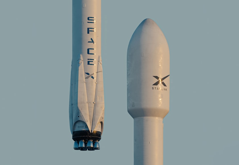 Rockets with SpaceX and Starlink logos for Starlink news