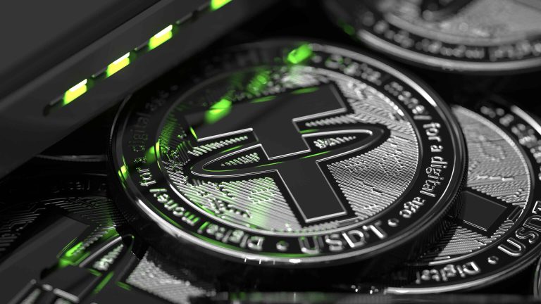 Graphic illustration of Tether crypt coin by Drawkit Illustrations