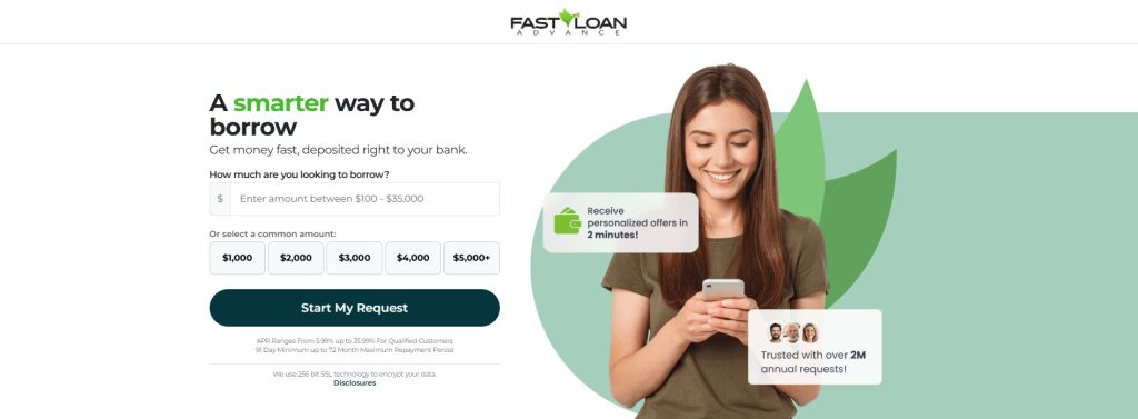 Fast Loan Advance website homepage