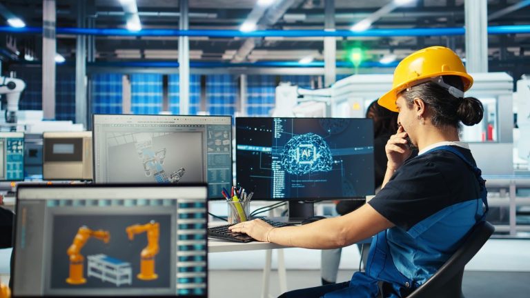 Factory engineer using HappyRobot AI for logistics