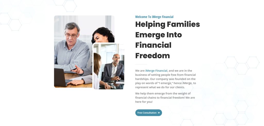 iMerge Financial website homepage