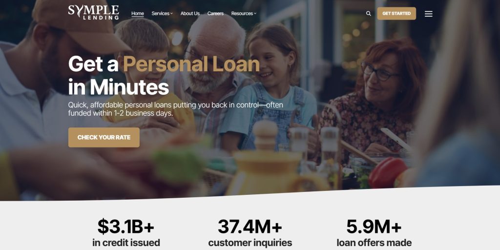 Symple Lending website homepage