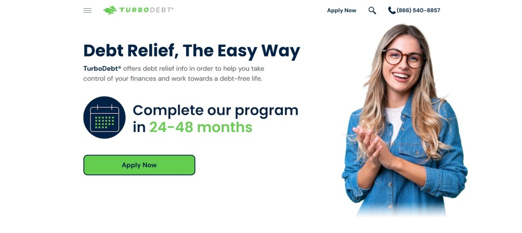 Turbo Debt website homepage