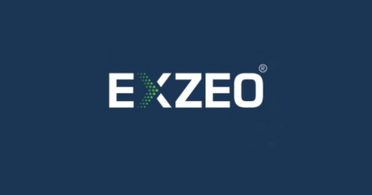 Exzeo logo on a dark blue background
