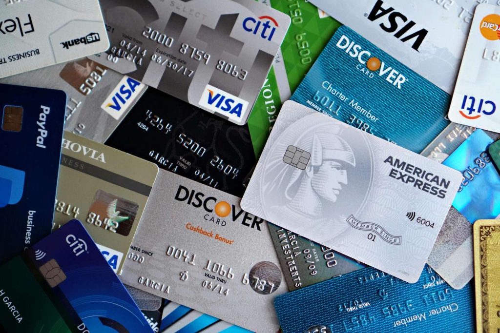 A pile of credit cards from different issuers