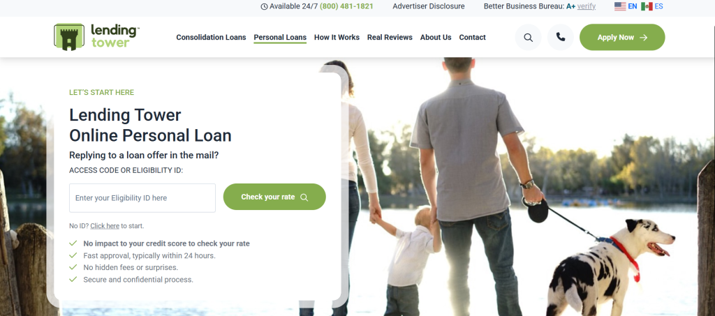 Lending Tower website homepage