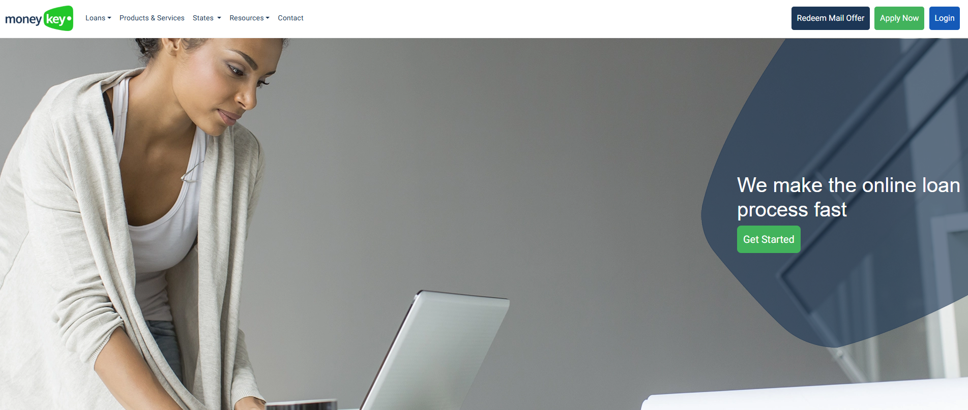 MoneyKey homepage promoting fast online loans